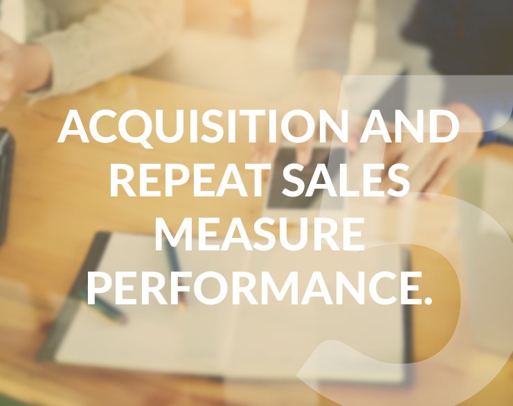 5-Acquisition and repeat sales measure performance.